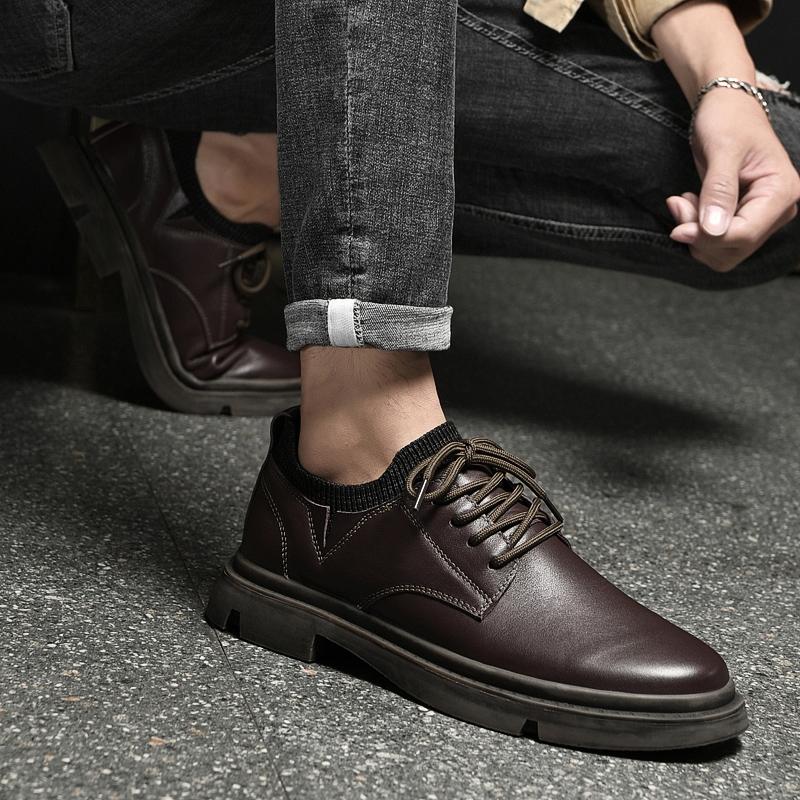 Men's Cow Leather 5cm Height Increase Business Casual Dress Elevator Shoes Comfortable Office Work Formal Shoes for Men Loafers