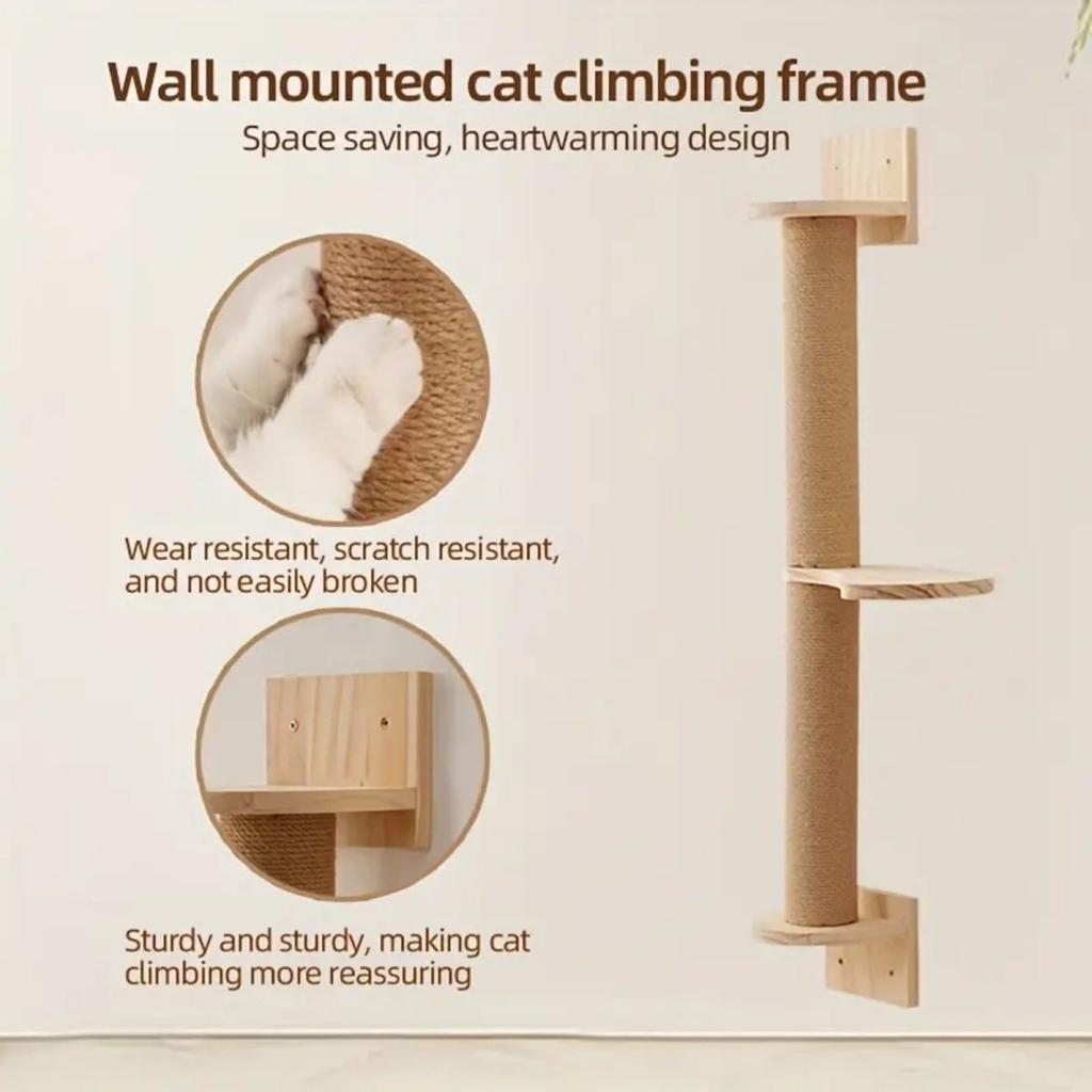 Wall-Mounted Cat Scratching Furniture Cat Tree Tower Cats Climbing Perches Scratching Post Pet Wall Steps for Sleeping Playing