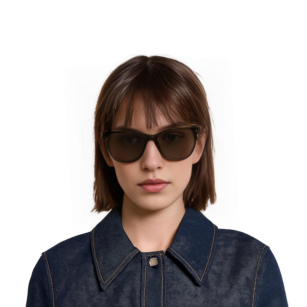 Saint Laurent Decorative Logo Cat Eye Sunglasses Women Sunglasses Brown SL502