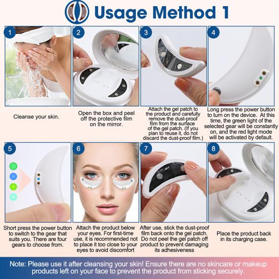 Eye Massager with Gel Eye Bag Dark Circles Wrinkles Remover for Pads Travel-Friendly Puffiness One-Touch Operation
