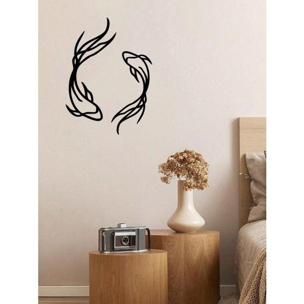 Metal Fish Wall Sculpture 0.5lb Black Iron Art Fishing Decor for Fisherman Gift Nautical Farmhouse Hanging Ornament for Living Room Bathroom Office