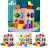 Wooden Geometric Shape Matching Blocks For Kids Educational Toy For Brain Development