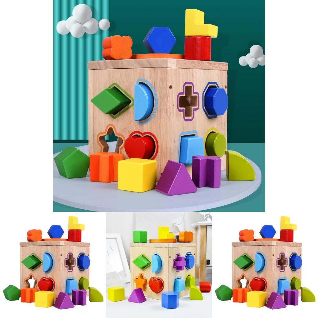 Wooden Geometric Shape Matching Blocks For Kids Educational Toy For Brain Development