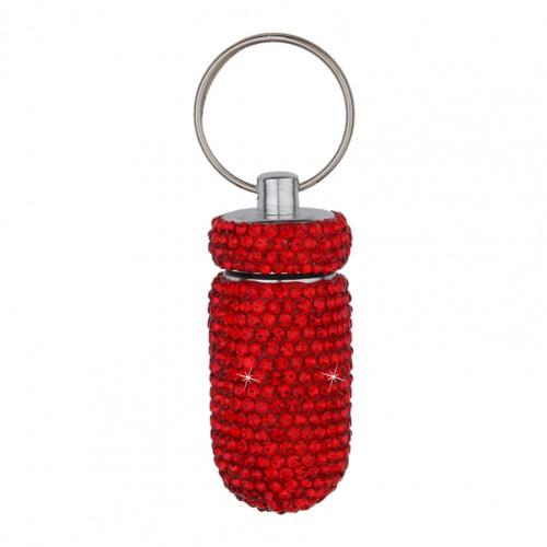 Medicine Organizer Bottle Pill Box Tablet Holder Sparkling Fine Workmanship Full Rhinestone Aluminum Alloy Vial for Hiking