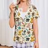 Camicia Post-Chirurgica da Donna a Maniche Corte con Quattro Tasche e Bottoni, Stampa a Righe, Top Casual per il Recupero