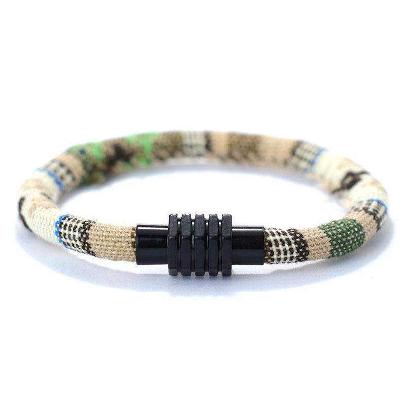 

Этнический браслет ручной работы в стиле бохо из ткани шириной 6 мм для мужчин и женщин, Тибетский магнитный браслет для любовника, лучшего друга, одинаковые ювелирные изделия Homme 19.5cm хаки