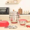 304 Stainless Steel Mixing Bowl with Silicone Base, Handle, Scale Markings, and Lid - Ideal for Eggs, Salad, Dough, and Baking.