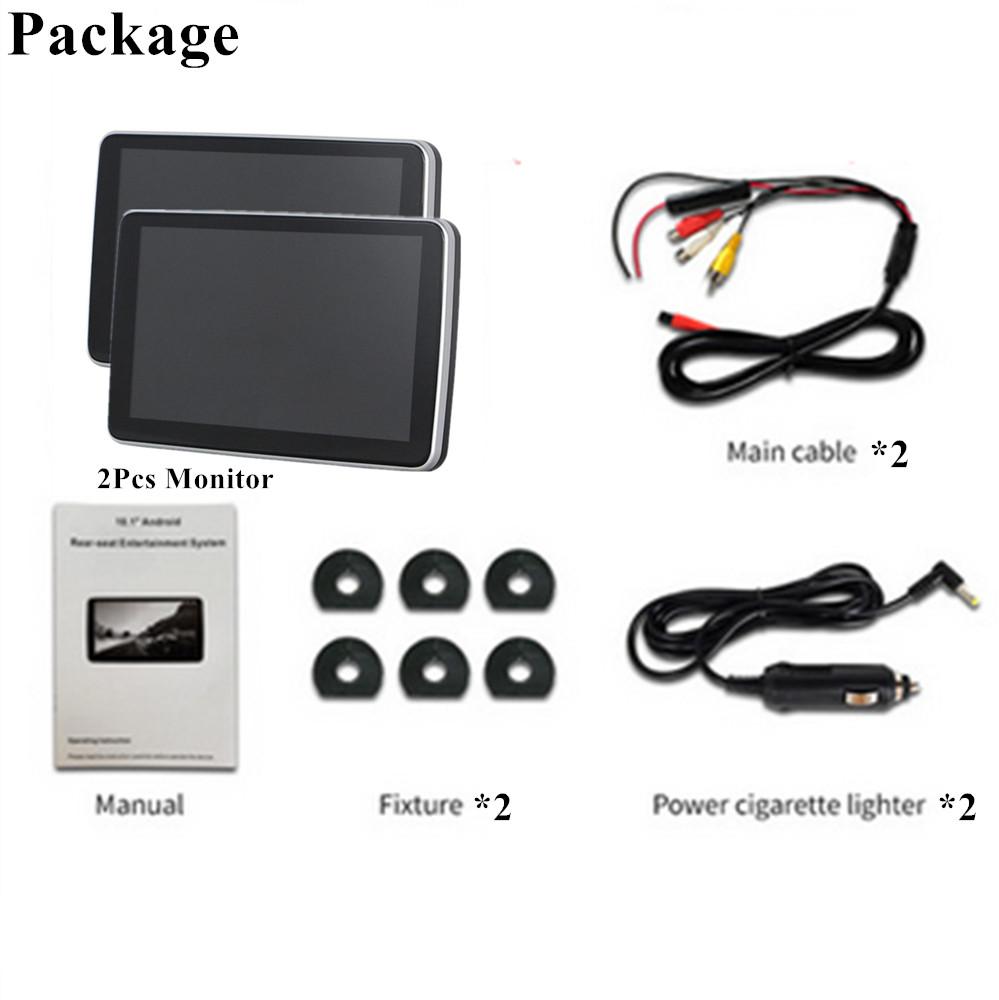 1 Pair 10.1" Android Car Headrest Monitor Rear Seat Tablet WiFi Bluetooth Player
