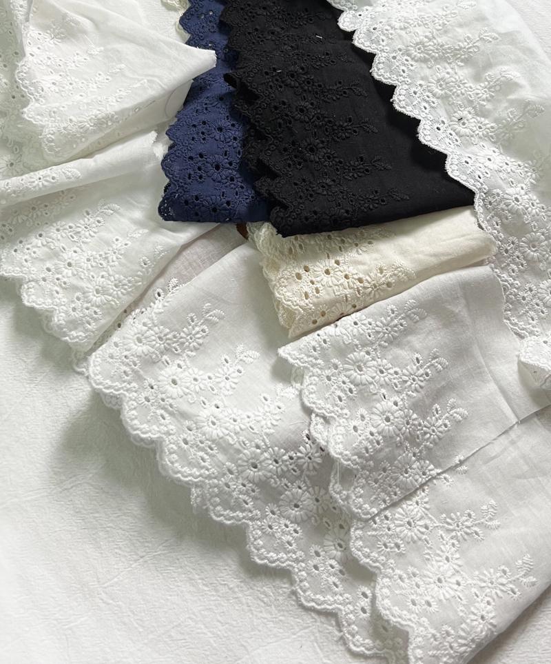 Handmade DIY Lace Embroidery Cotton Fabric for Skirts, Clothes, Dolls, and Decorative Trimming - 10cm