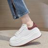 Thick-soled Inner Height-increasing Board Shoes Women's Spring New Leather Wavy-soled White Shoes Muffin Sports and Leisure Shoes
