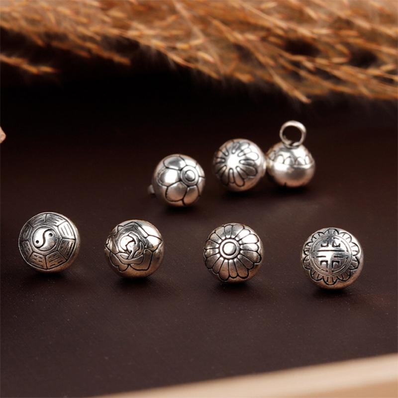 Elegant Silvering Knot Button Bead for Traditional Cheongsam and Shirt Vintage Metal Carved Bead Button for Han Costume
