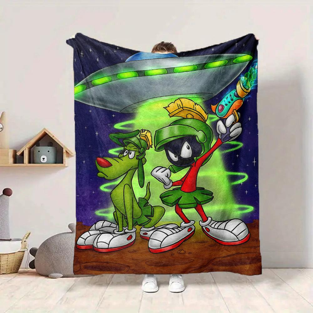 1 pièce Martiens OVNI Looney Tunes Couverture Flanelle Légère Douce Chaude Couverture Toutes Saisons pour Canapé, Lit, Voyage,L1029001