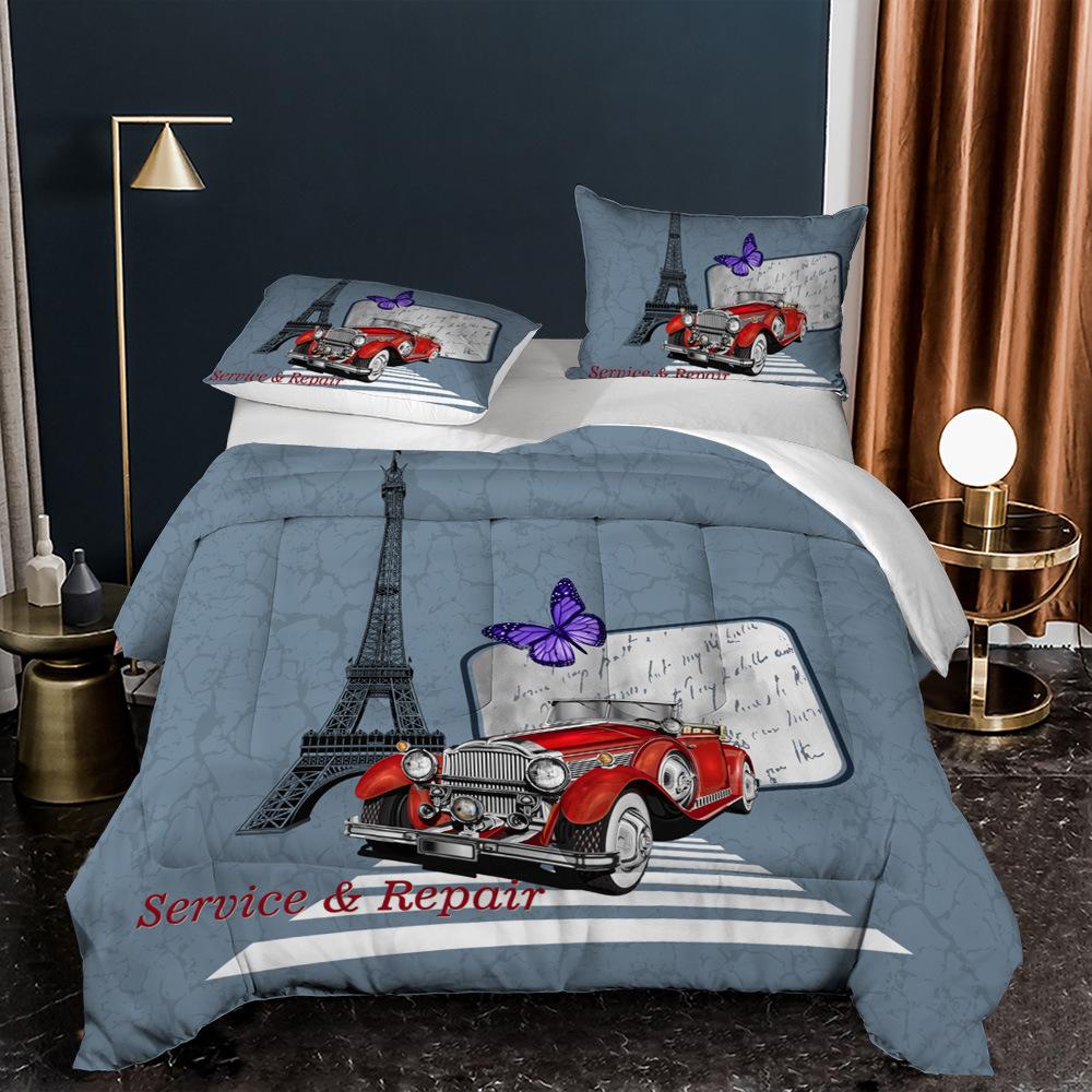 3D Classic Car Series Bedding Set Cartoon Car Theme Duvet Cover and Pillow Case 2/3 Pieces AU140 * 210 Quick Drying Home Decoration