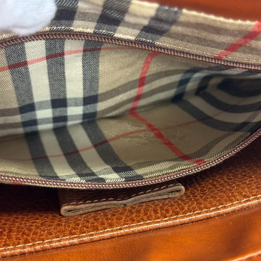 BURBERRY Clutch check leather business bag Brown leather mens Used