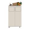 Armadio per la spazzatura, Armadietto da cucina su ruote effetto legno chiaro, Armadietto per la raccolta differenziata a 2 ante con rotelle bianche, per Cucina e Sala da pranzo, 46,7x35x80cm