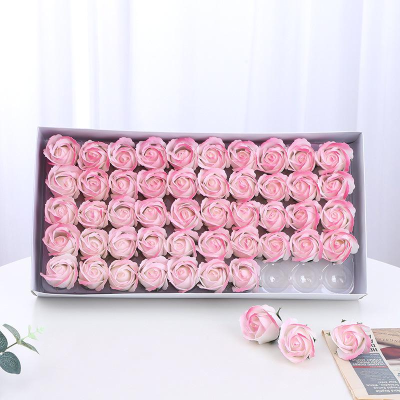 Eisblaue dreilagige Rosen-Seifenblume mit Basisstütze - DIY handgefertigte florale Materialien