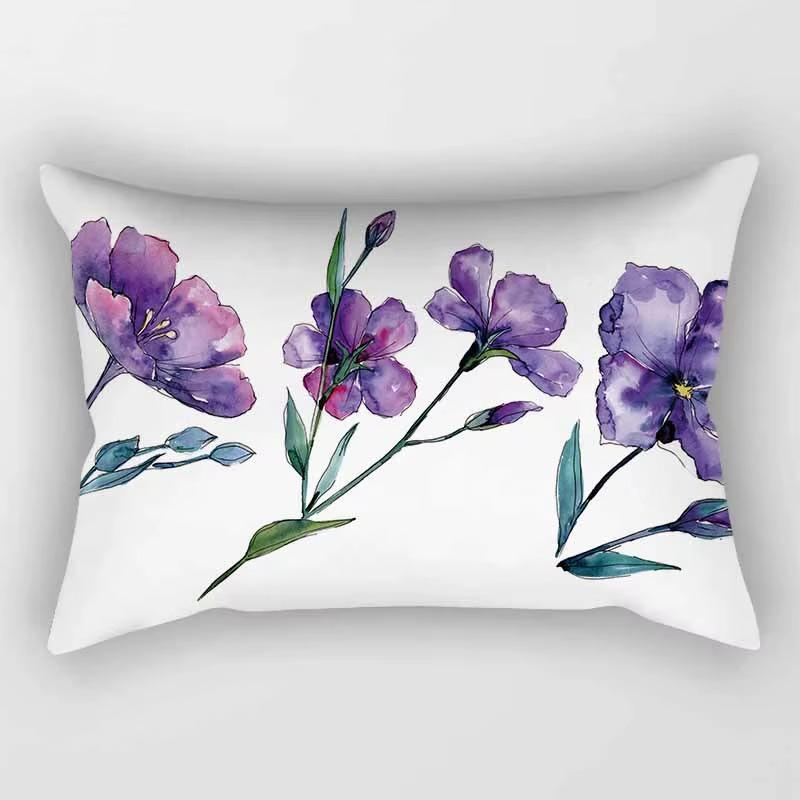 30*50cm Tropische Blume Pflanzenmuster Gedruckter Dekorativer Kissenbezug Schlafzimmer Wohnzimmer Zuhause Rechteckiger Kissenbezug Kissen