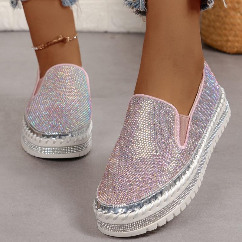 Spring and autumn new thick-soled lazy one-pedal rhinestone single shoes women's flat baseplate shoes