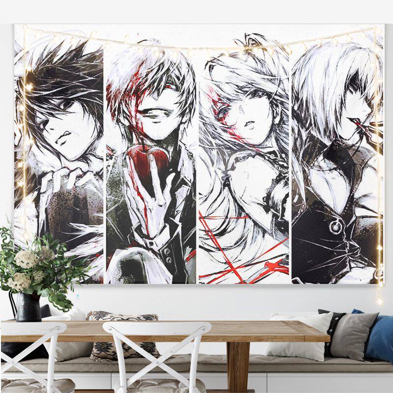 New Hot Japanese Anime Death Note Print Tapestry Wall Hanging Poster Bedroom Backdrop Wall Art Home Decor