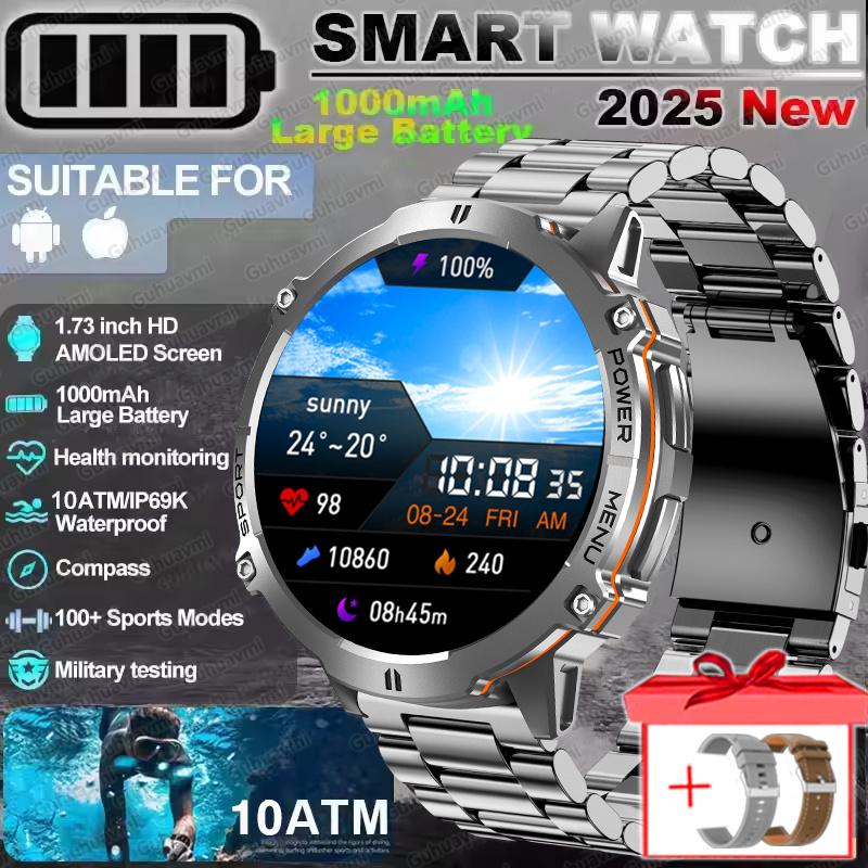 New TANK 3 Men Swim 1000mAh Battery Smart Watch IP69K&10ATM Waterproof GPS Compass Altimeter Call AMOLED Outdoors Sport Watches
