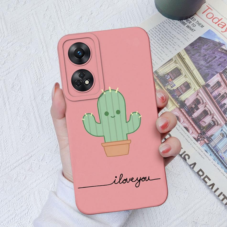 Phone Case For OPPO Reno 8T 4G 5G 8Z 8Lite Cover Cartoon Camera Protection Liquid Silicone Bumper For OPPO Reno8 T Fundas Gift