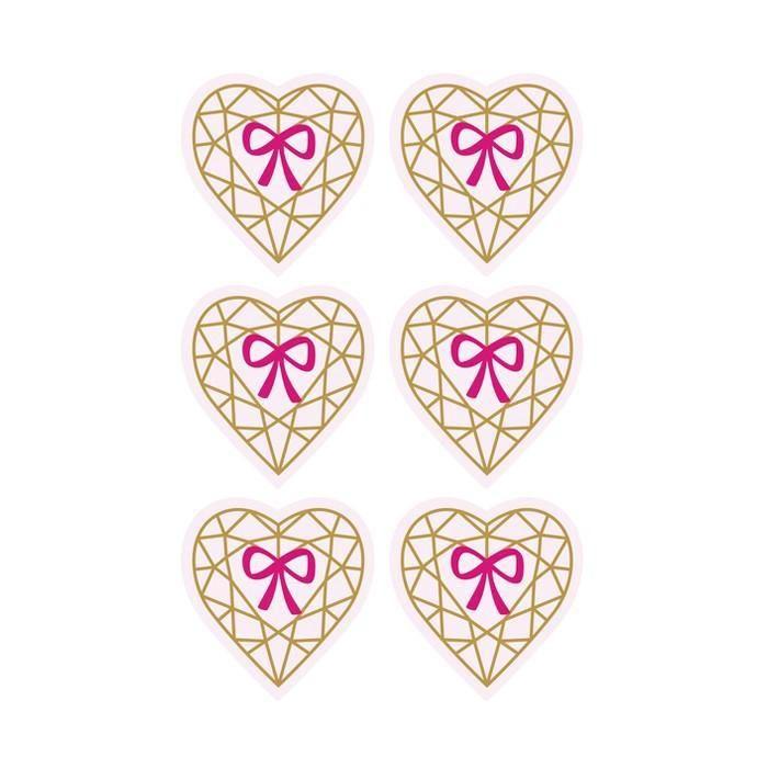 3D Stickers 4 Cm - Diamond Heart On Light Pink Background