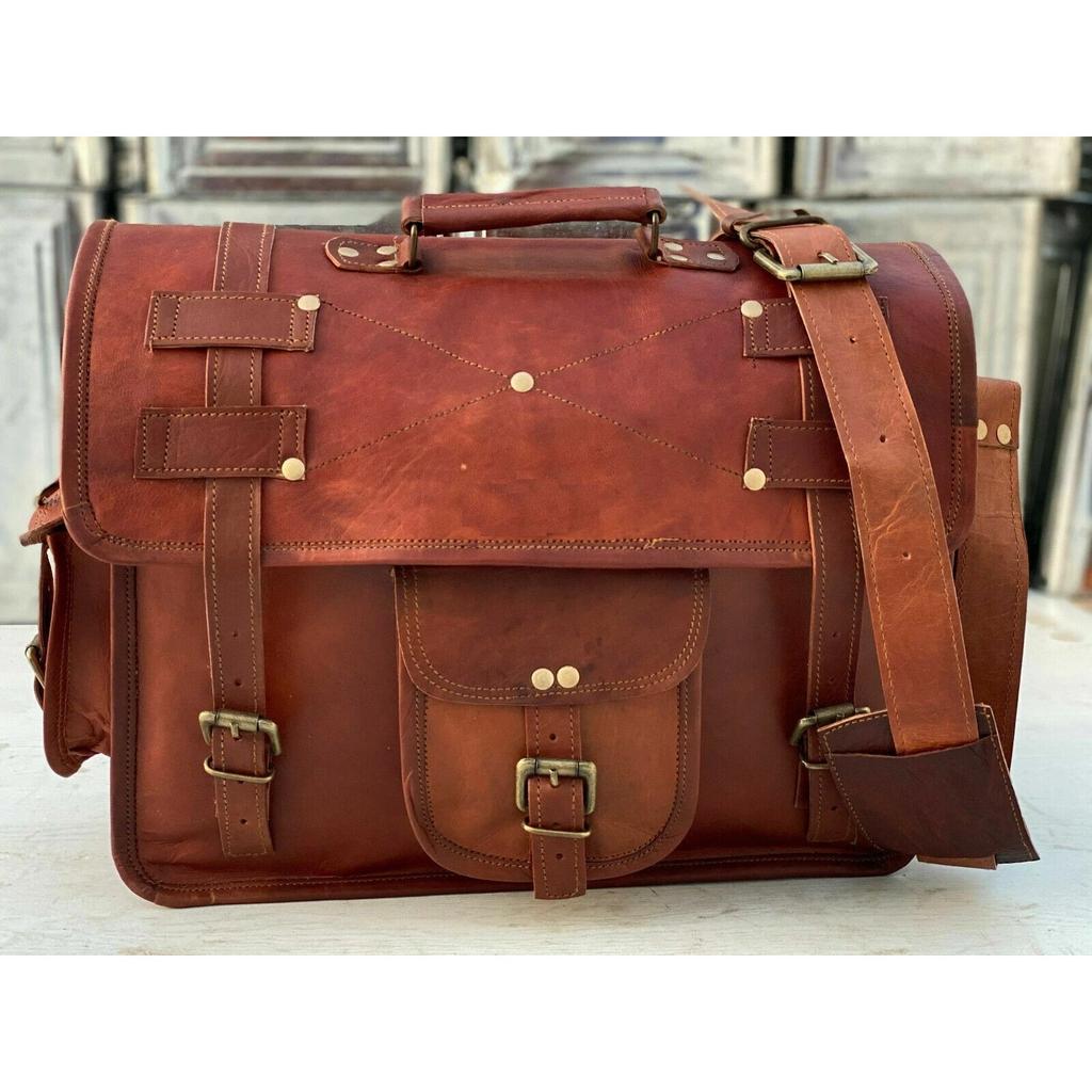 Vintage Briefcase Satchel Leather  Laptop Messenger Bag Shoulder Men's