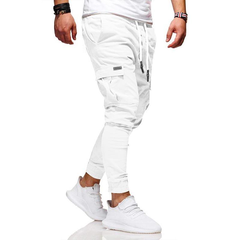 Men Solid Drawstring Loose Casual Athletic Long Jogger Pants