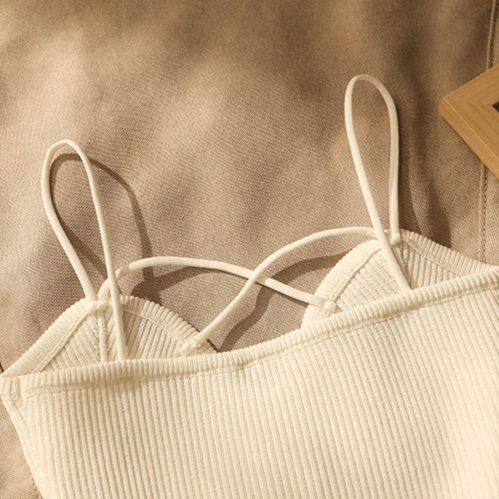 French Style Women's Knitted Tops Spaghetti Strap White Black Knitting Camisole Vest Sleeveless Cross-knit Sleeveless T Shirt