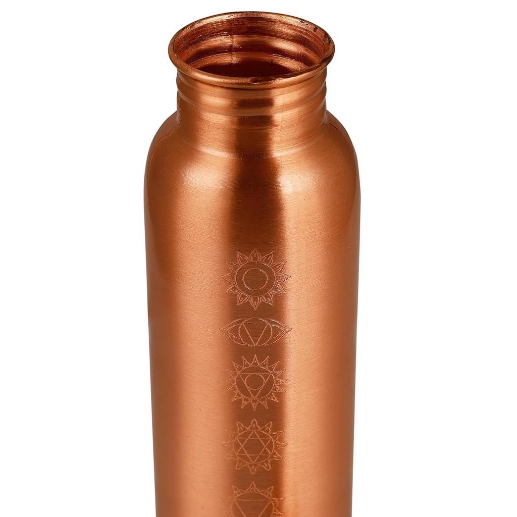Pure 7 Chakra Plain Copper Bottle Gold Finish | Engraved | 100% Pure Copper | Leakproof