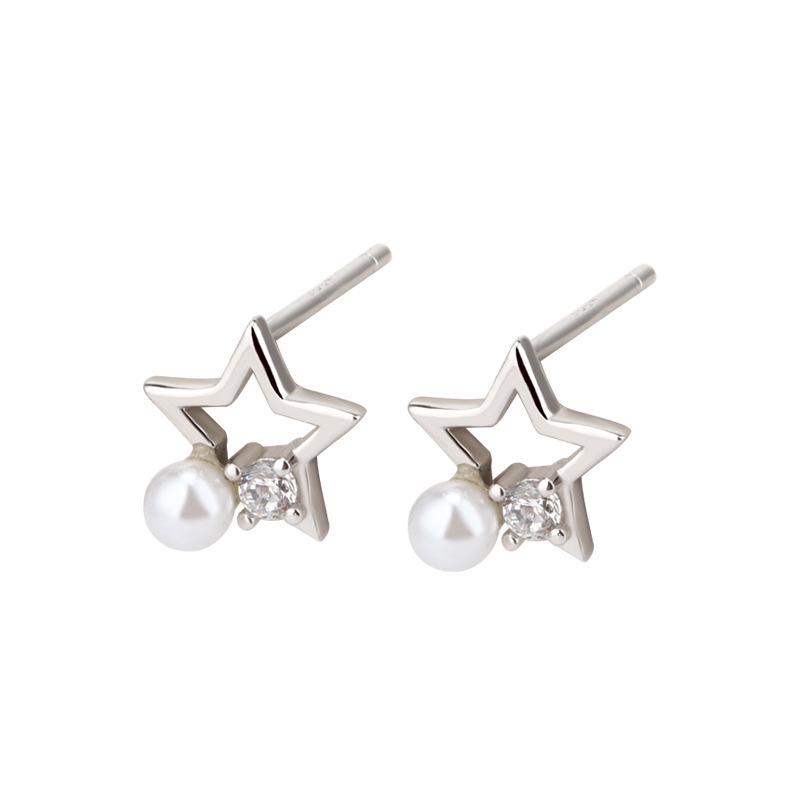 Beixi S925 Sterling Silver Star Stud Earrings for Women - Simple, Trendy, and Exquisite.