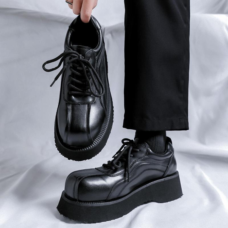 

Мужская обувь Niche, повседневная, универсальная, деловая, спортивная, чистого черного цвета, на толстой подошве, износостойкая, квадратная, кожаная, мужская 20243-D 38 чёрный