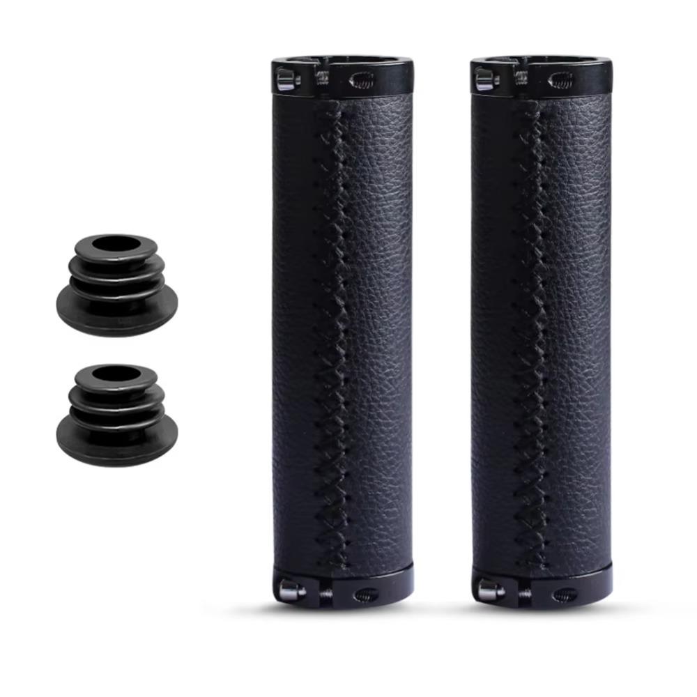 Easy to Install Bike Handlebar Grips Shock-absorbing Bike Cowhide Grip Road Bike чёрный