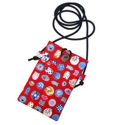 Gemaakt in Japan Telefoon Kat 17 x Smartphone Schouder Crossbody Kat en Schotel Rood [Keisuke] Smartphone/Mobiele Pochette, Ontwerp, Ca.. 11,5 cm, Lichtgewicht,