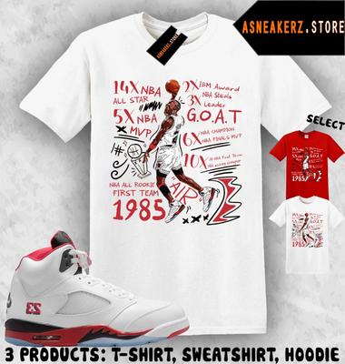 Shirt Match AJ 5 OG Fire Red 2025 Sneaker Matching Tee MJ 23 Accolades T-Shirt
