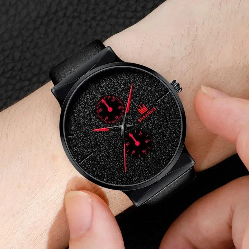 Top Luxury Men's Watches Dial Man Sports Watches Simple Black Leather Electronic Male Wrist Timepiece Gifts Fashion And Casual