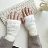 1Pair Warm Half Finger Gloves Can Write Students' Winter Touchscreen Gloves