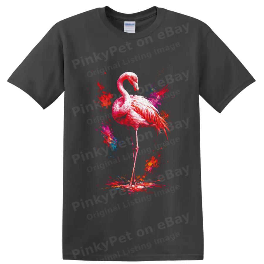 Flamingo Paint Splash T Shirt Colorful Tropical Bird Art Graphic Tee Gift Idea