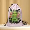 Christmas Double Sided Print New Year Gift Bag Drawstring Pocket Christmas Backpack