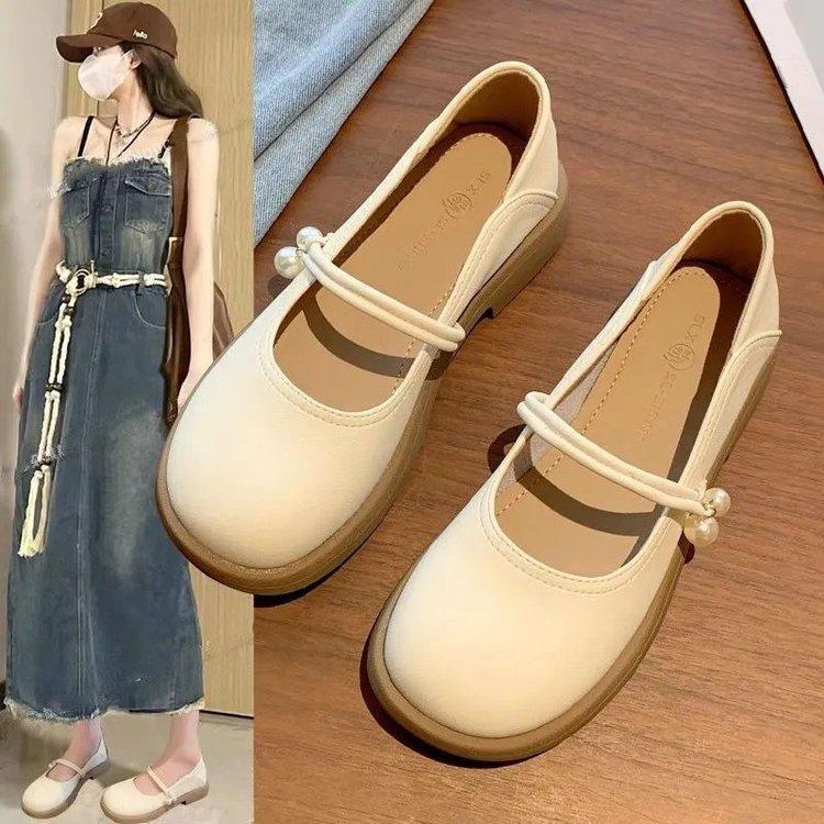 Soft-soled Mary Jane low-heeled small leather shoes women's spring French evening wind single shoes 2025 new fairy gentle shoes