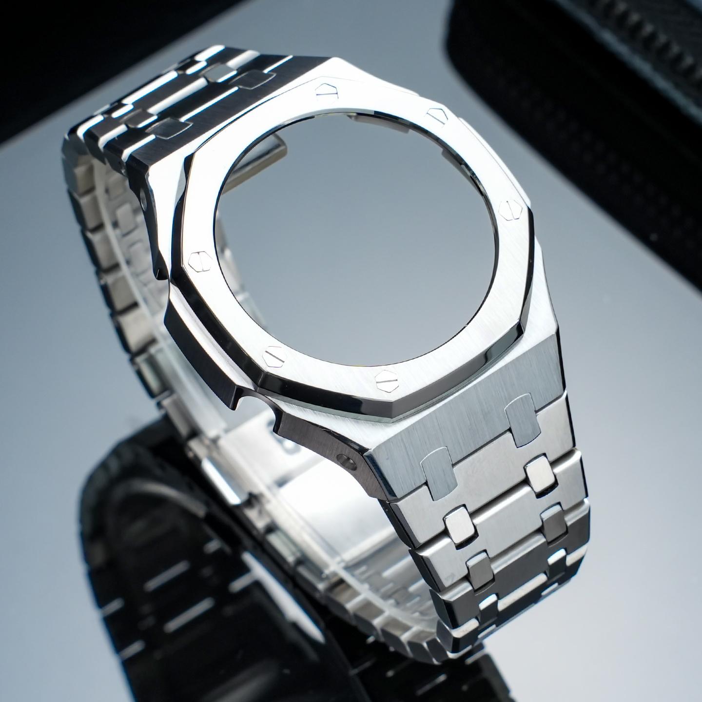 

New Upgrade GM2100 Mod kit For Casio G-SHOCK GM-2100 GBM-2100 Men Stainless Steel case strap Metal bezel watch band Accessories GM-2100 GBM-2100 серебряный