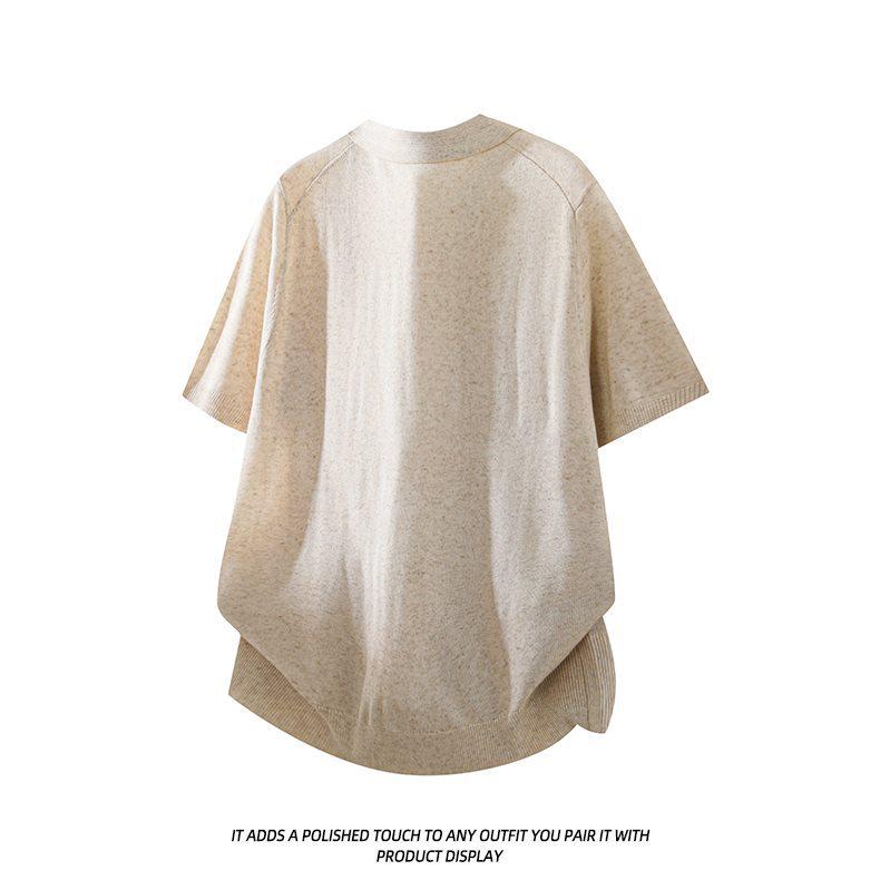 2026 Japanese Style Men's Knit Short Sleeve Summer Top - Loose Fit, Trendy and Versatile.