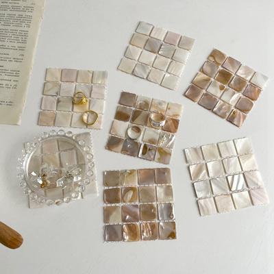 Přírodní Shell Square Coaster Mozaika Tepelná izolace Domácí dekorace Prostírání Fotografické rekvizity Podložky pro rodinný jídelní stůl Kavárna