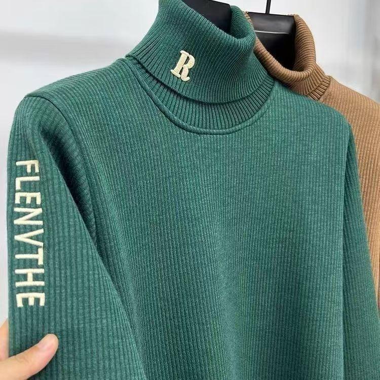 Men's Wool Blend High Neck Sweater - 2025 Autumn/Winter Casual Printed Knitwear