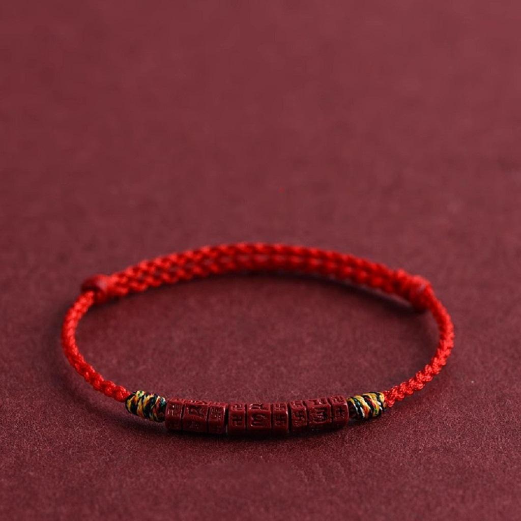Lucky Traditional Feng Shui Destiny Red Thread Bracelet for Women Man Luck Buddhist Carved Bead Amulet Protection Jewelry