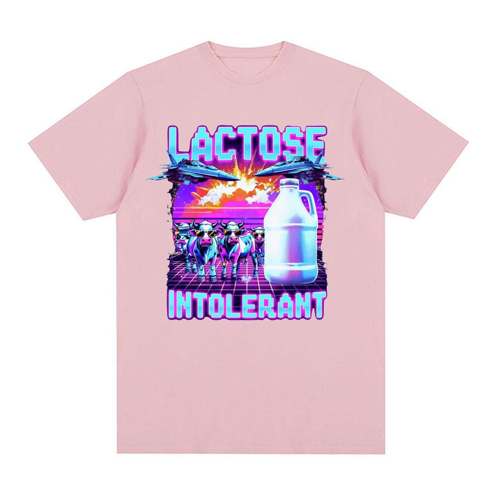 Lactose Intolerant Meme New Graphic T-Shirt Retro Milk 90s Funny T Shirts Men Women Casual 100% Cotton Humor Short Sleeve Tshirt