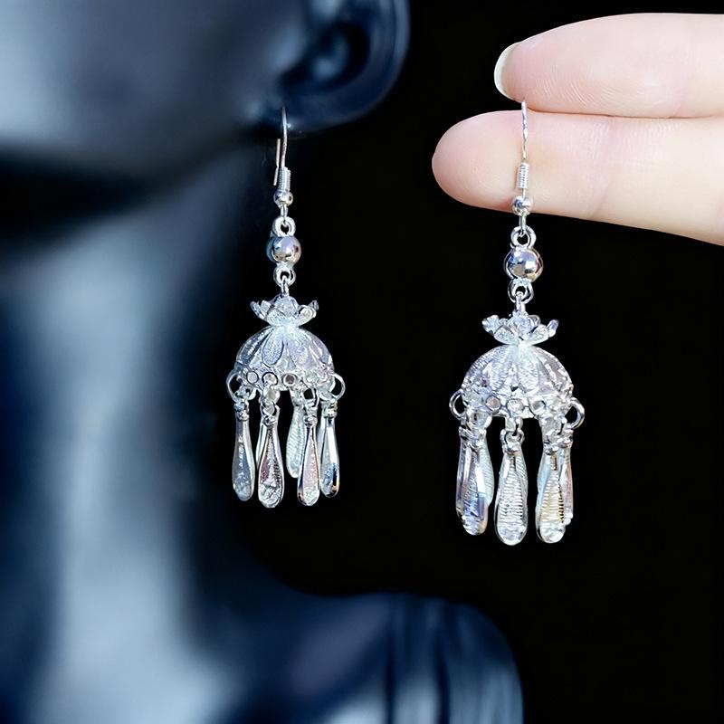 Ethnic style earrings Alloy silver-plated Miao ethnic minority Dong Yi earrings Earrings