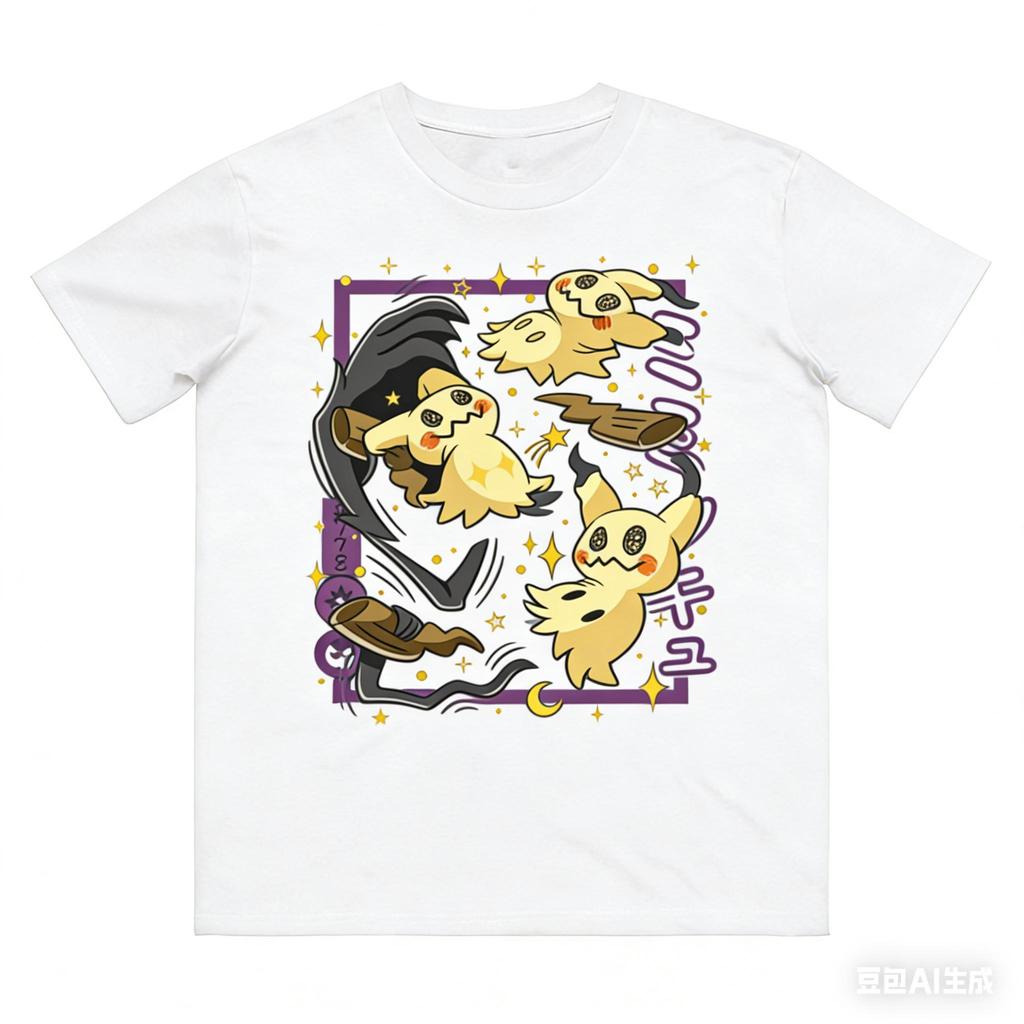 Mimikyu Aufdruck Reines Baumwoll-T-Shirt für Damen und Herren Frühling/Sommer Neue Kollektion Mode Kurzarmshirt