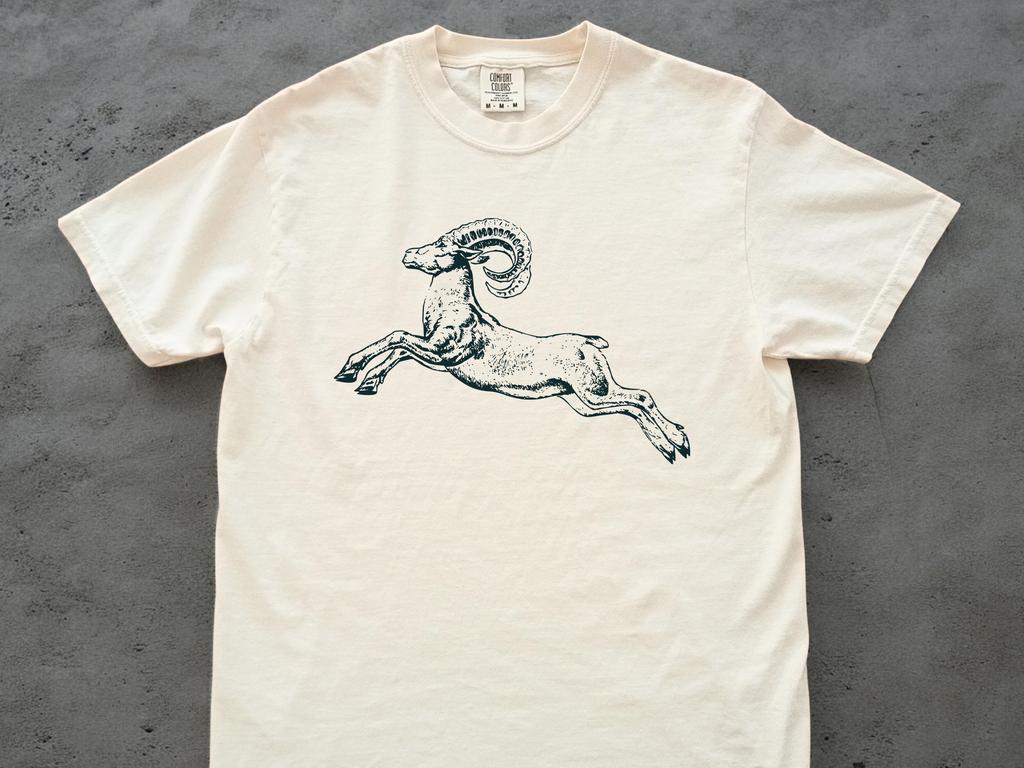 Linocut Bighorn Sheep Shirt, Vintage Mountain Ram Tee, Comfort Colors Wildlife Graphic, Woodcut Ram Lover Gift