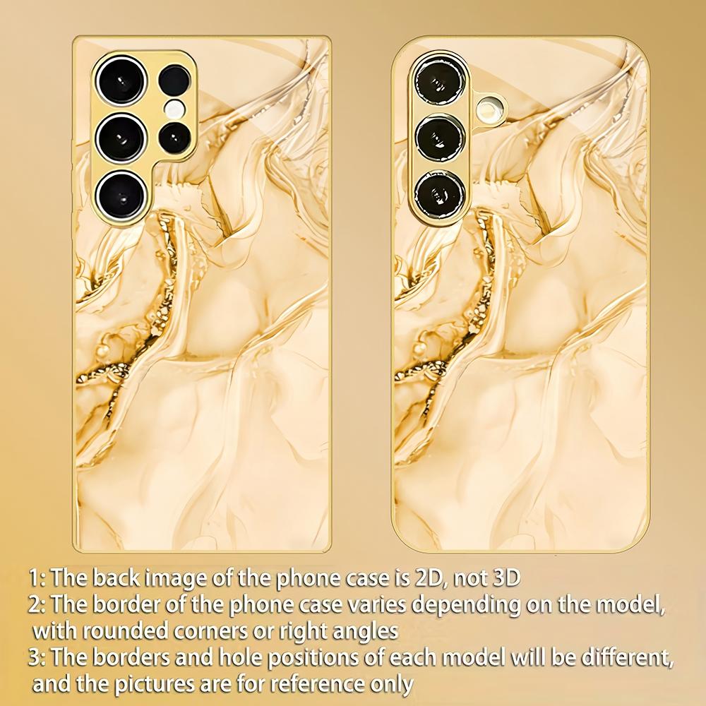 Marmortexturierte metallische Lackglas-Handyhülle geeignet für Samsung Galaxy S26 S25 S24 S23 S22 S21 S20 FE/Ultra/Plus stoßfest